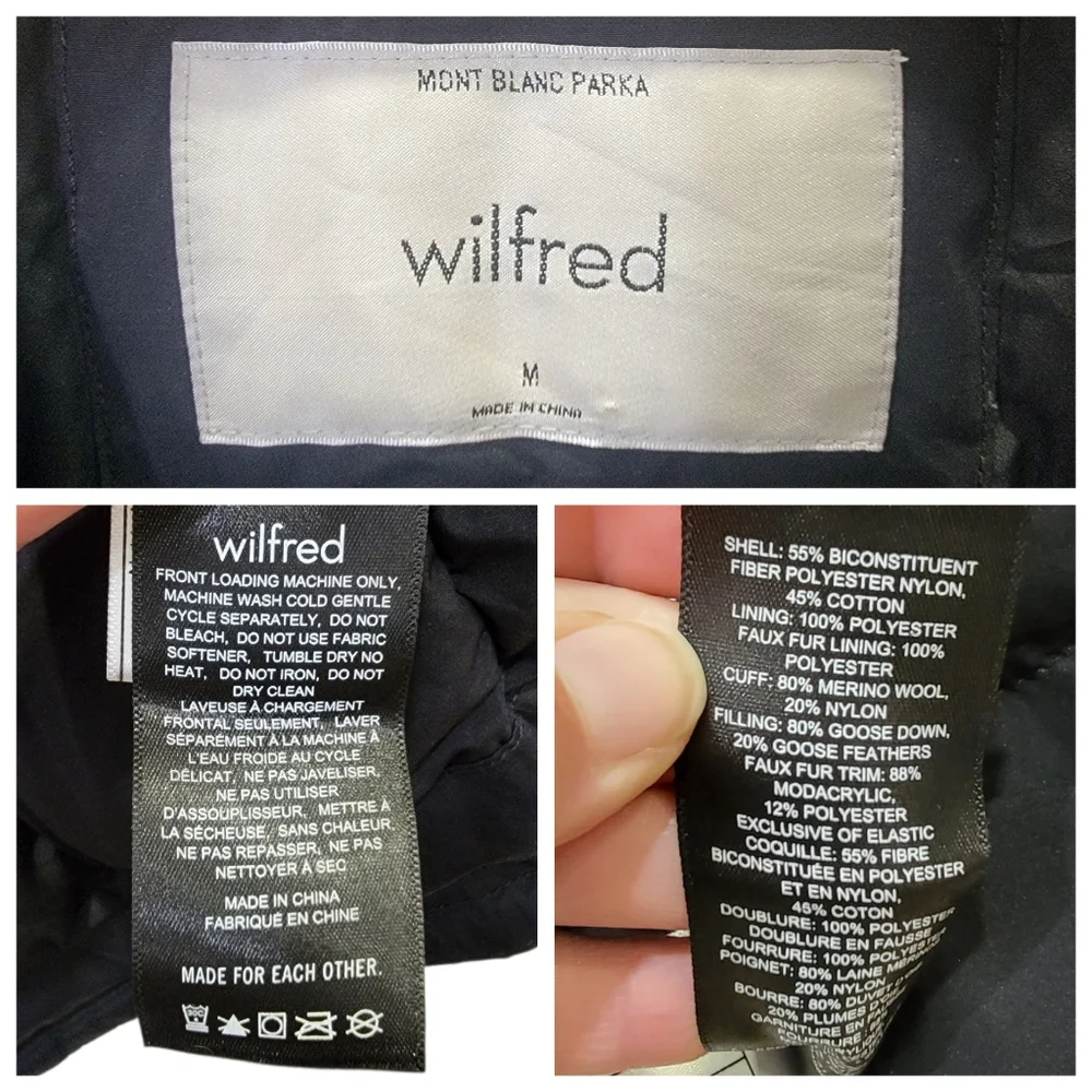 Aritzia Wilfred Mont Blanc Short Parka Goose Down Black Winter Jacket Women’s M - Picture 11 of 17